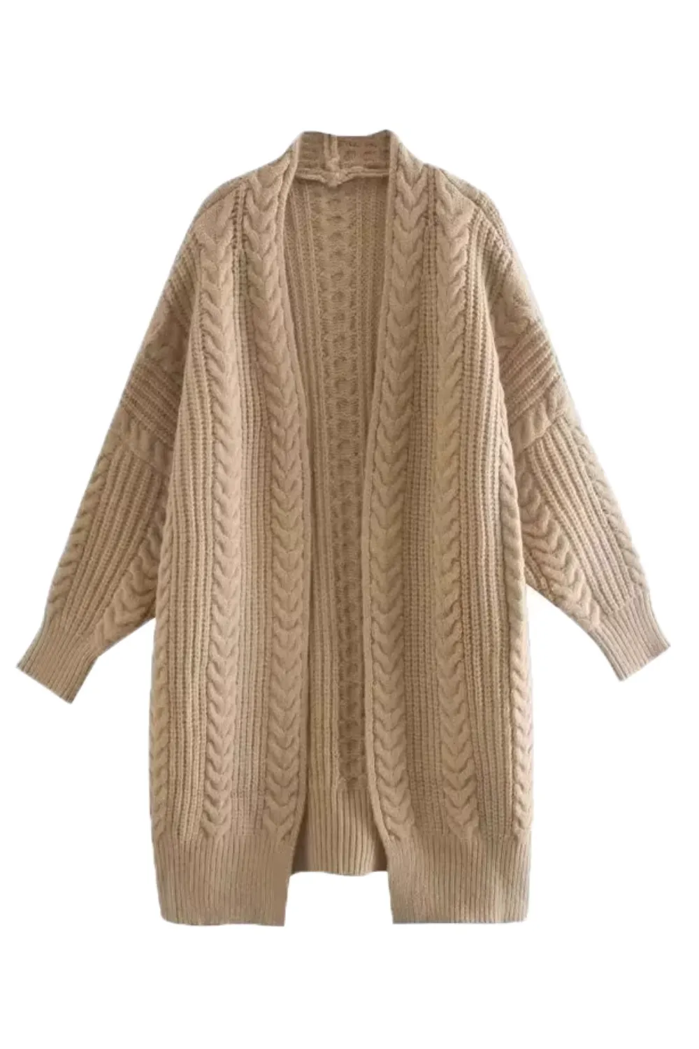 'Bethany' Cable-Knit Long Cardigan (3 Colors)