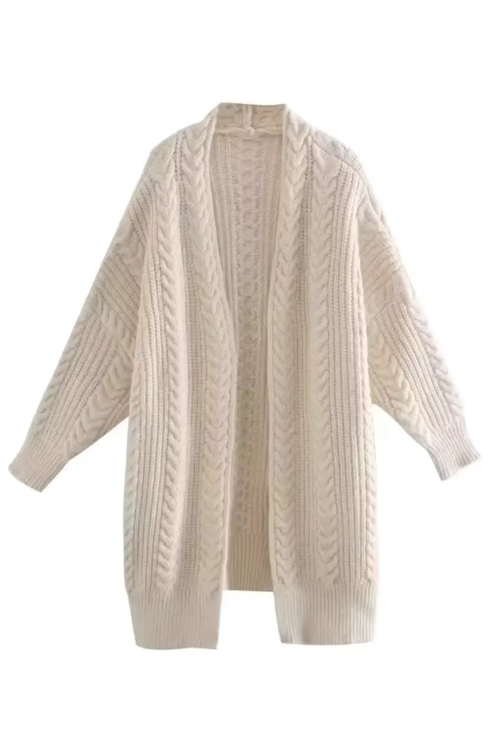 'Bethany' Cable-Knit Long Cardigan (3 Colors)