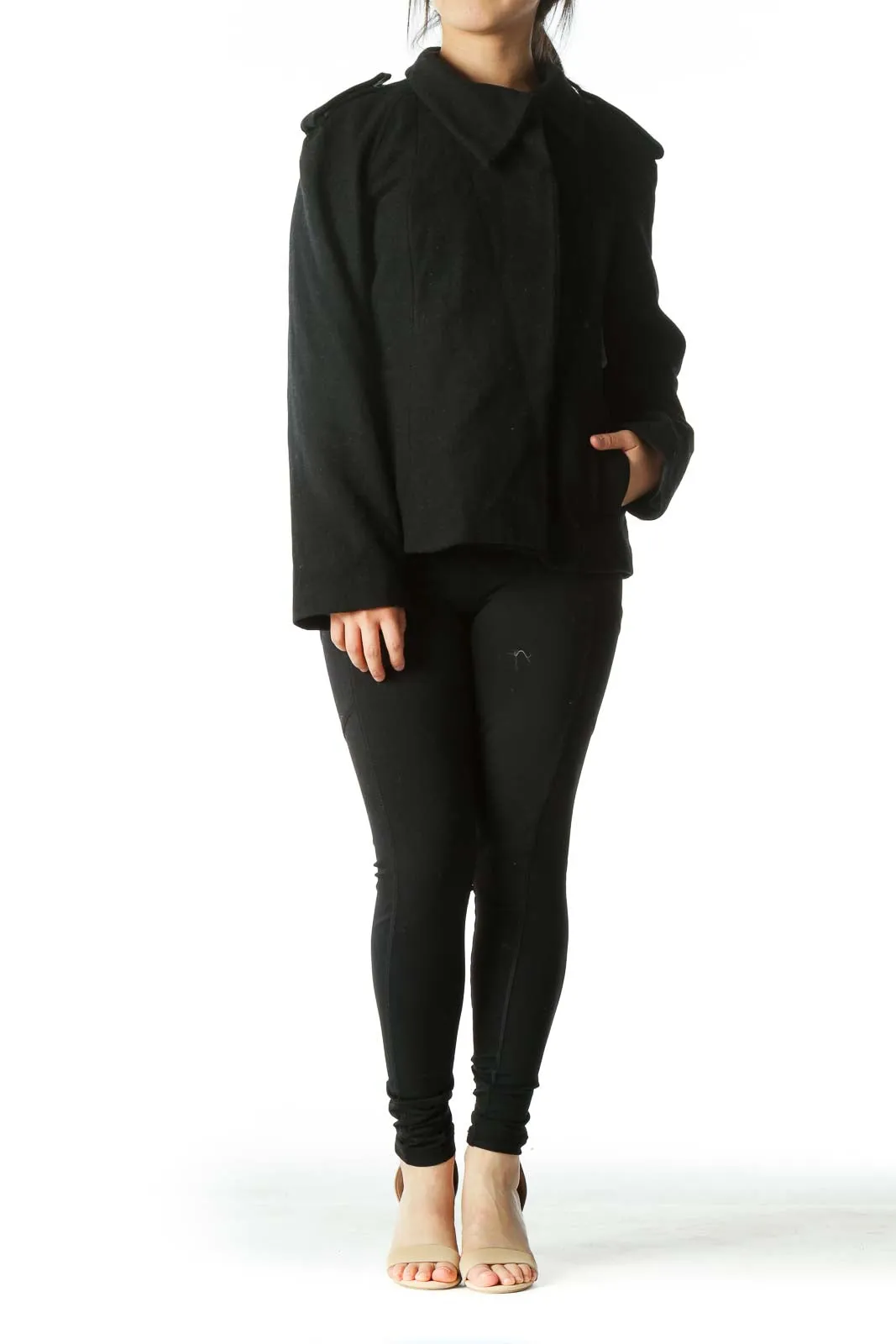 Black Button Pocket Jacket