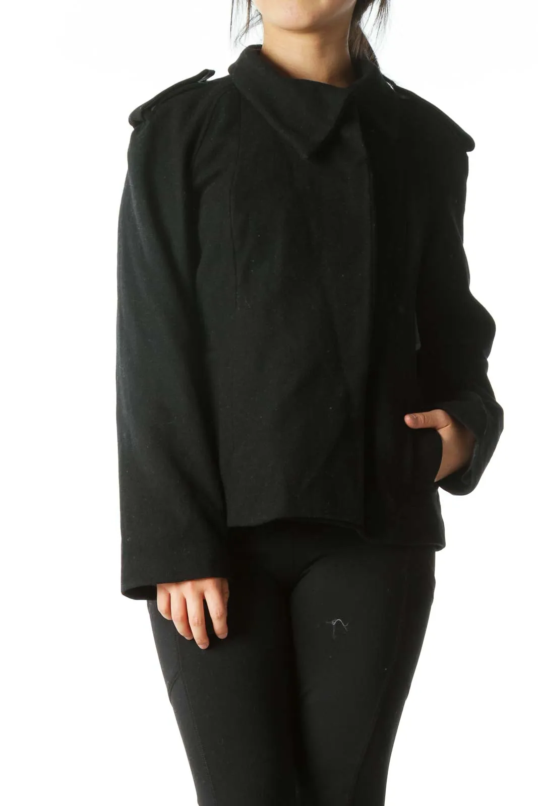 Black Button Pocket Jacket