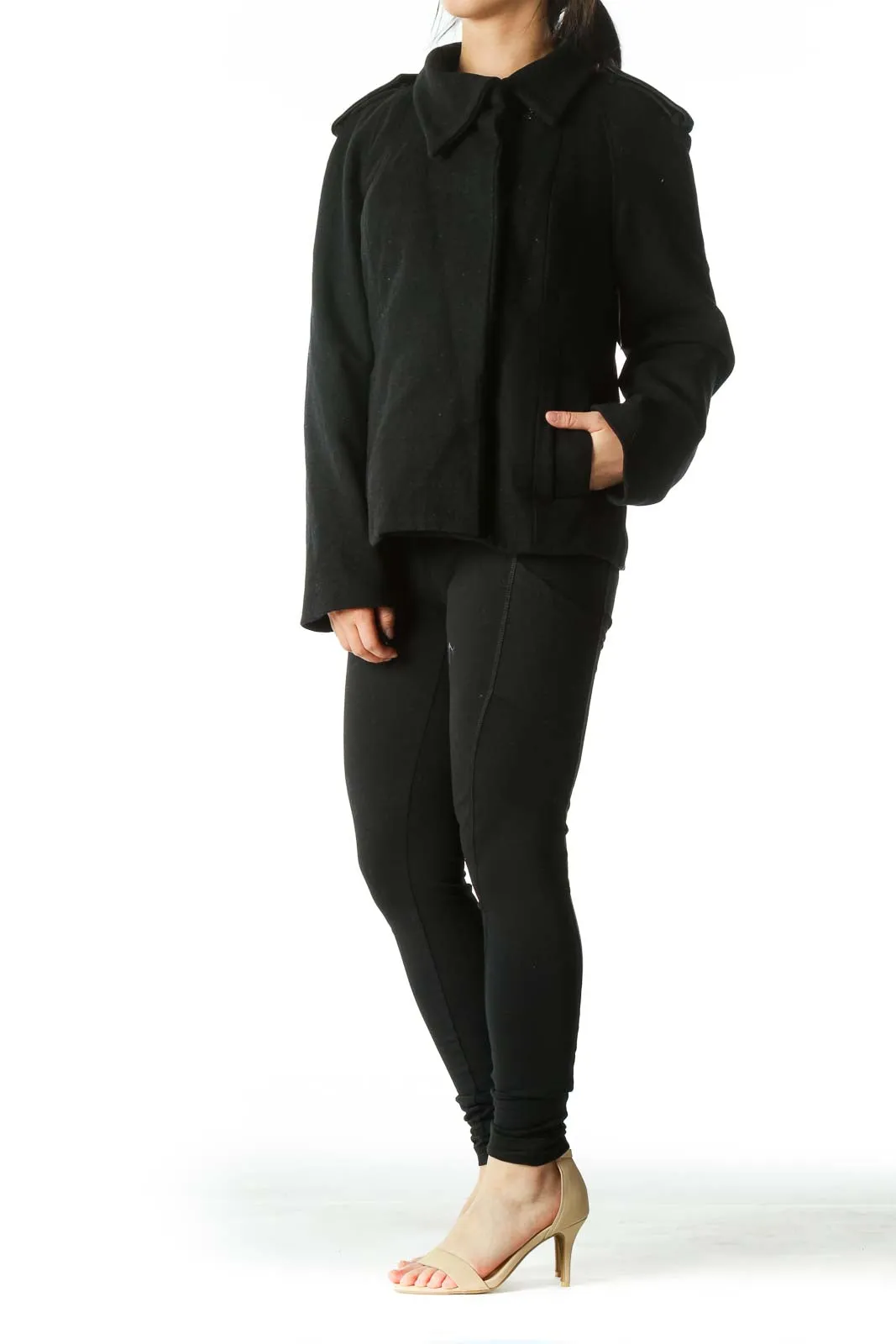 Black Button Pocket Jacket