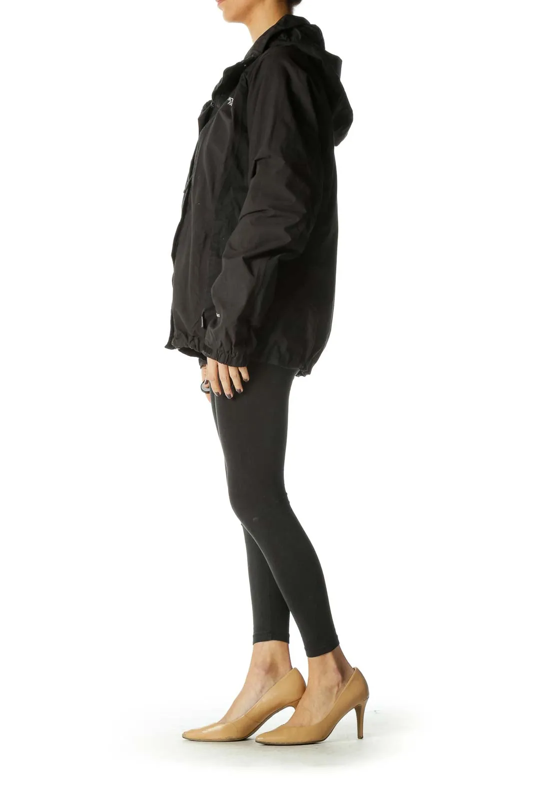 Black Long Sleeve Windbreaker Jacket