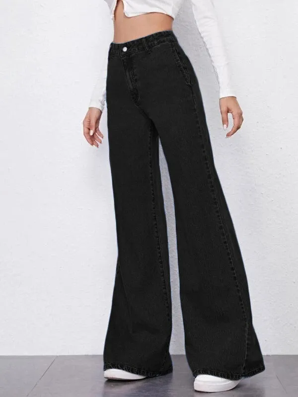 Black Plazo Fall Wide Leg High Rise Jeans