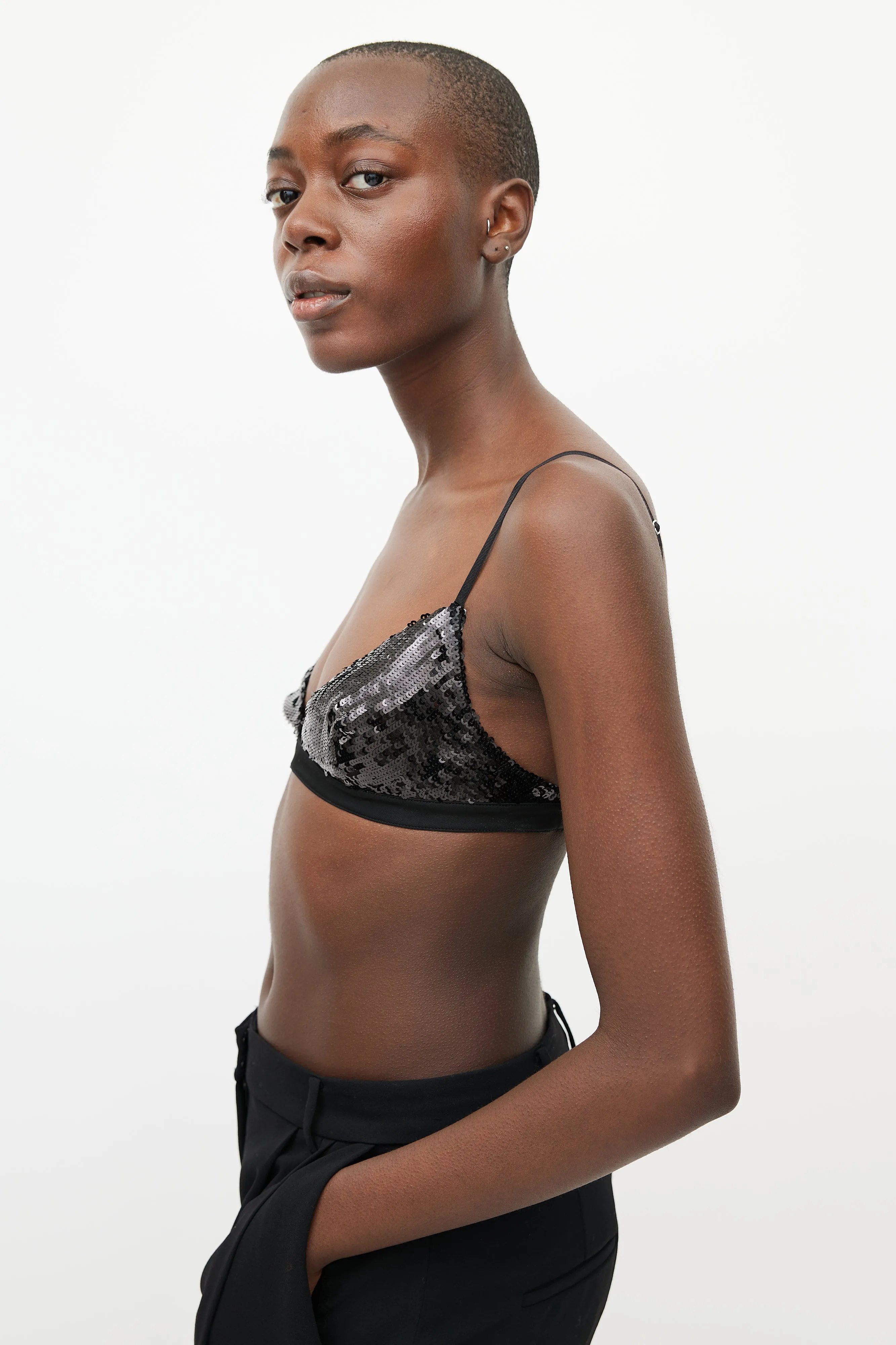 Black Silk & Sequin Bra