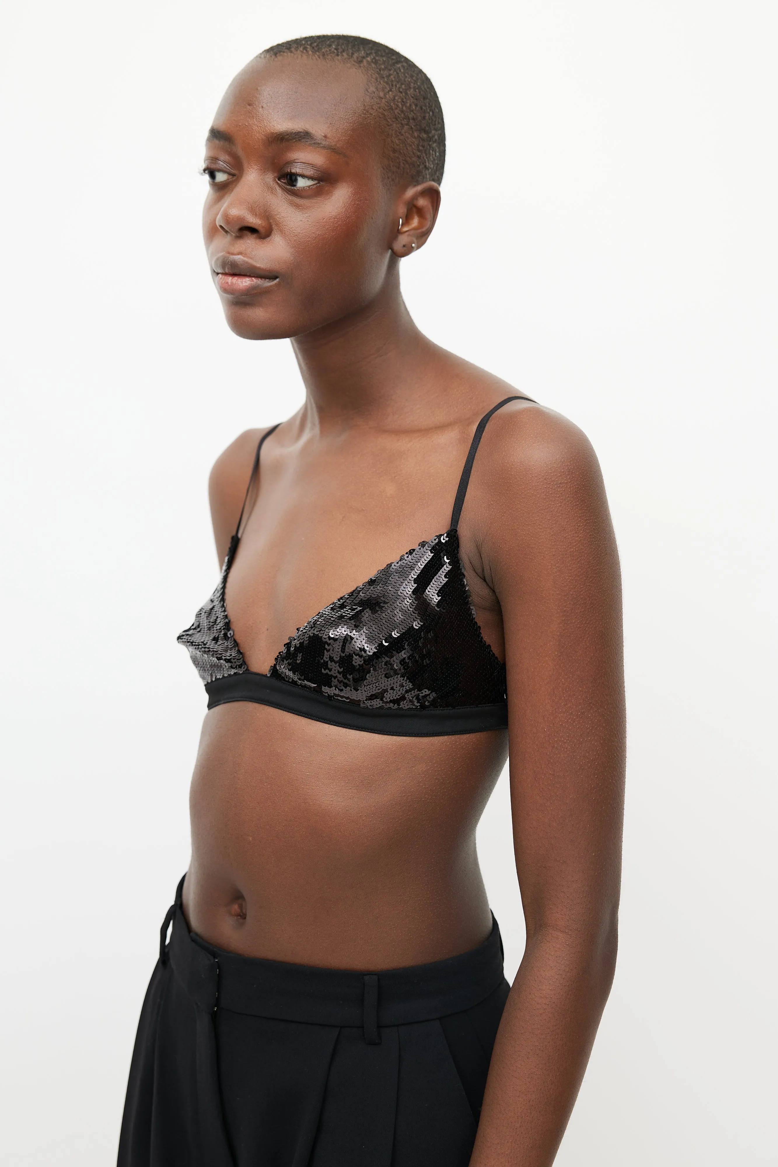 Black Silk & Sequin Bra