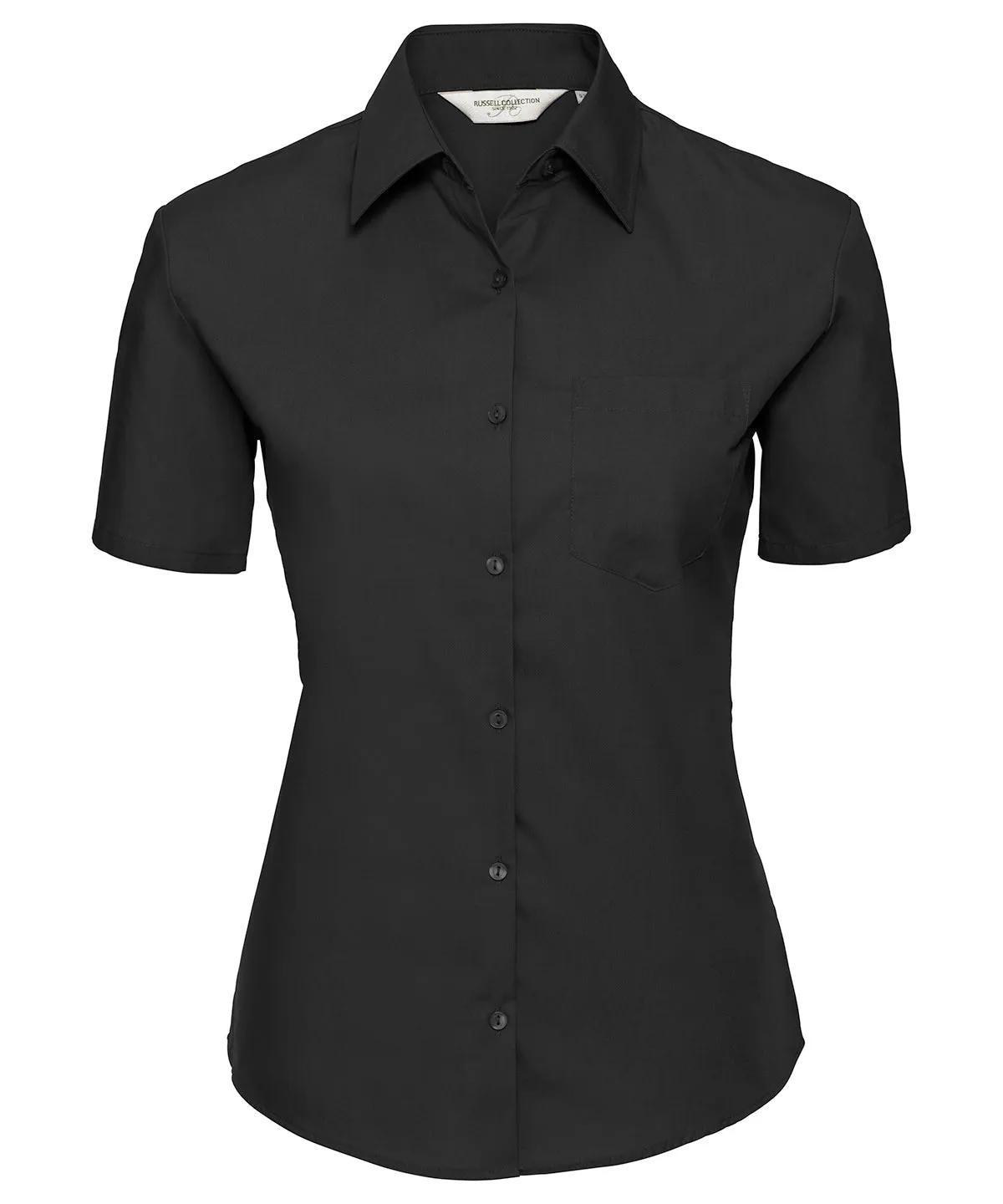 Black - Women's short sleeve pure cotton easycare poplin shirt