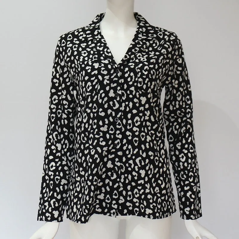 Blouse Women Sexy Leopard Print Vintage