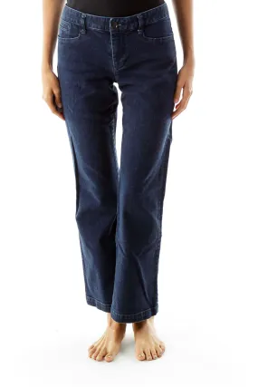 Blue Denim Wide Leg Jeans