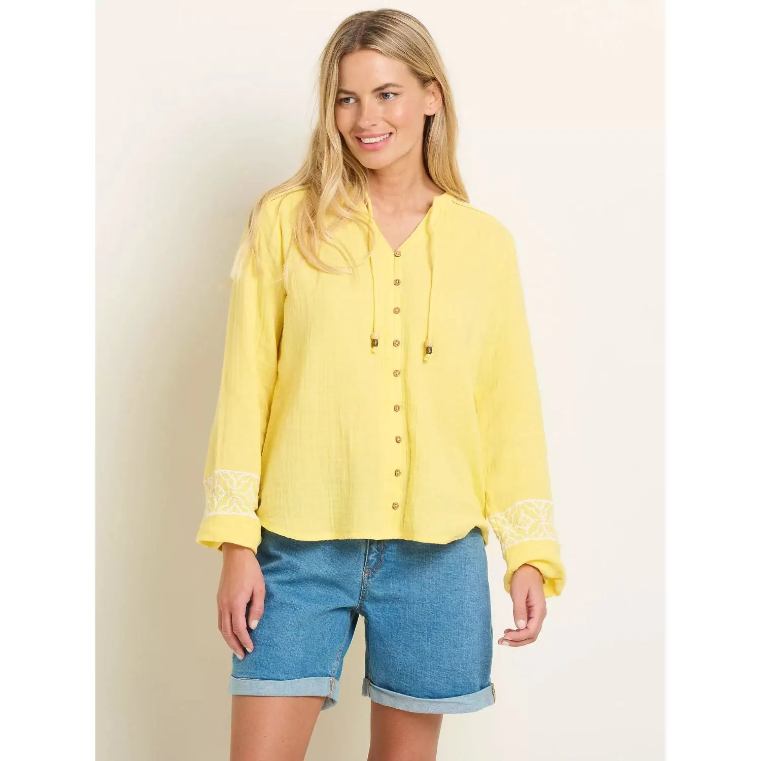 Brakeburn 20 Yellow Jessie Embroidered Blouse