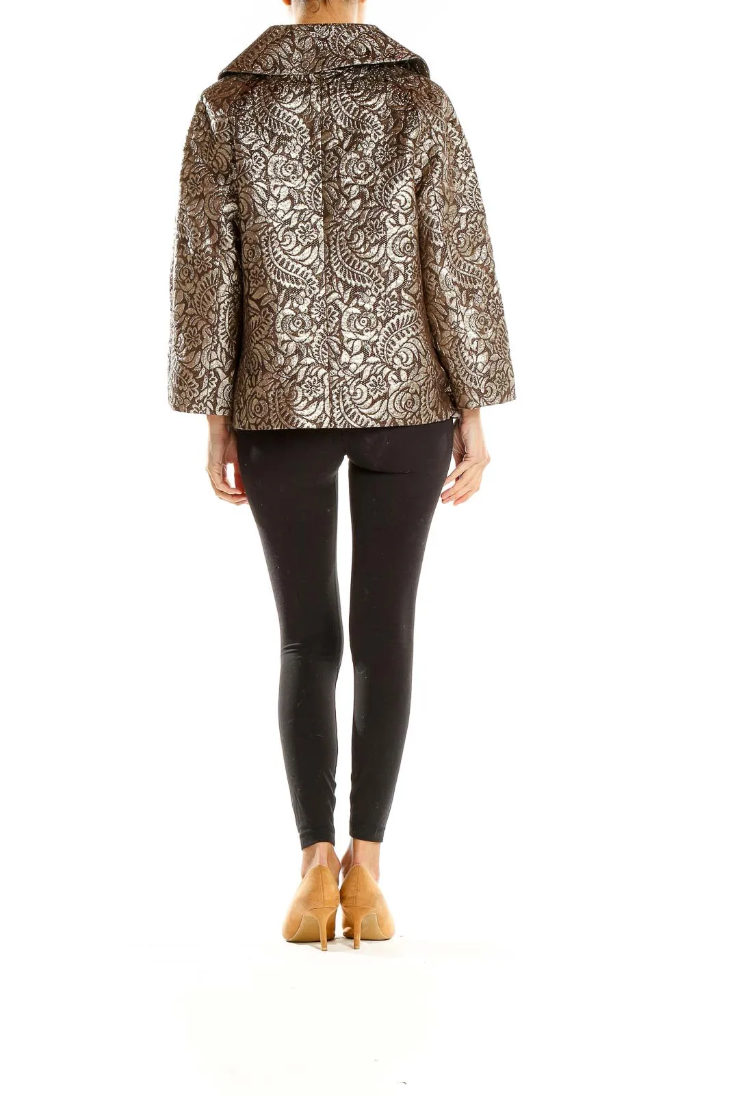 Bronze Metallic Floral Jacquard Jacket