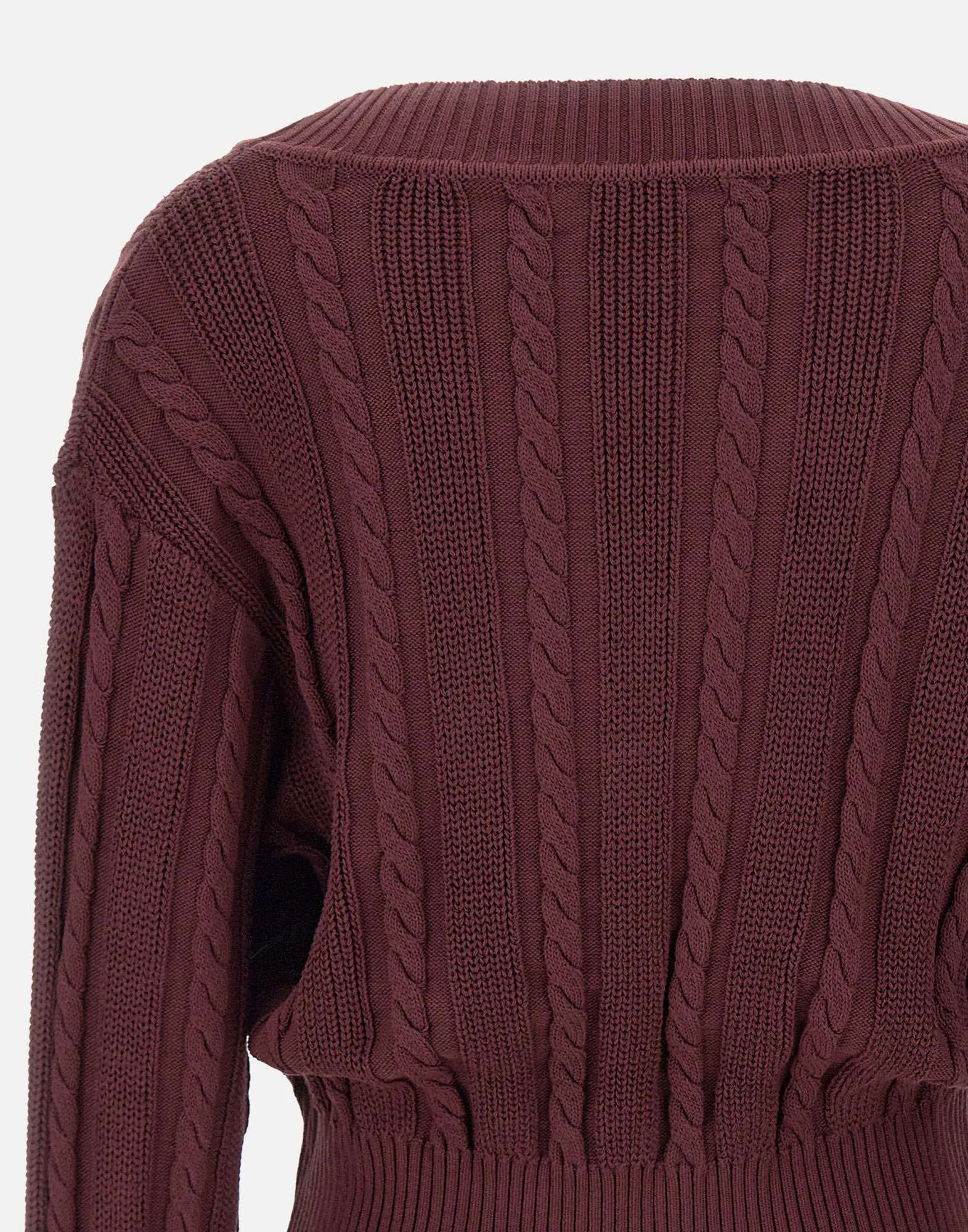 Burgundy Cable Knit Sweater for Women