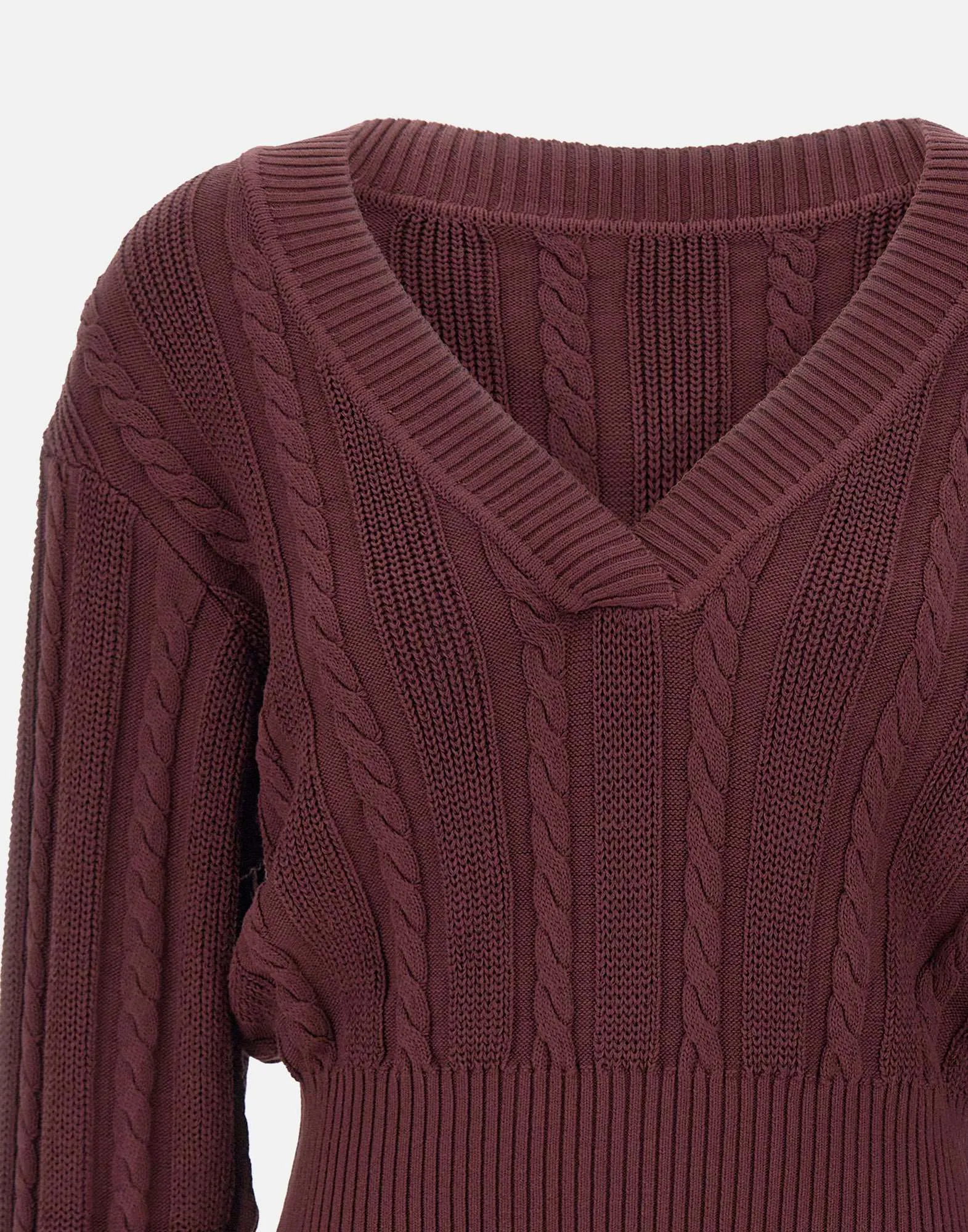 Burgundy Cable Knit Sweater for Women