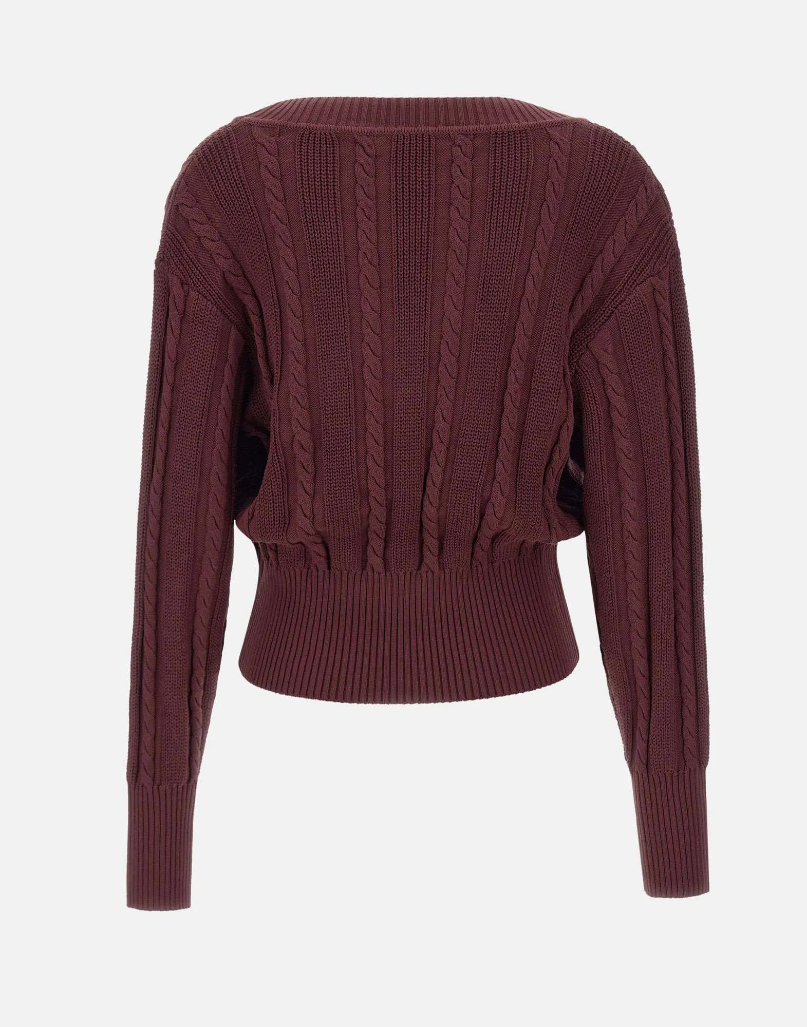 Burgundy Cable Knit Sweater for Women