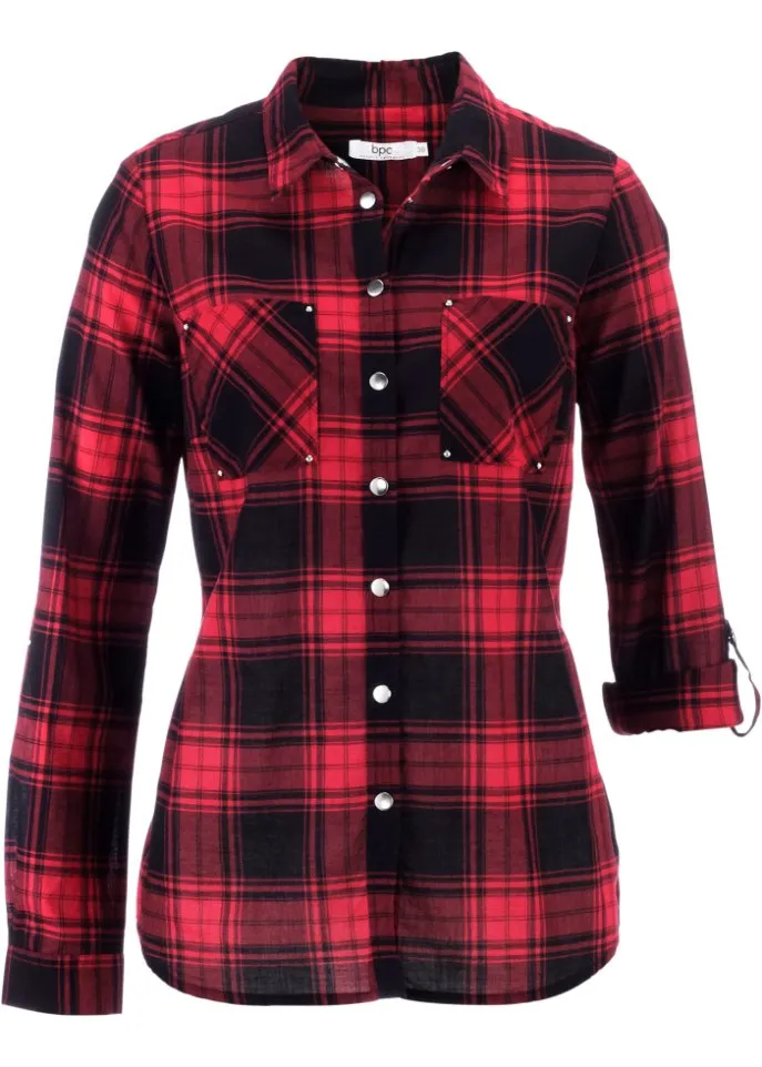 Checked cotton blouse Bpc Bonprix Collection, red