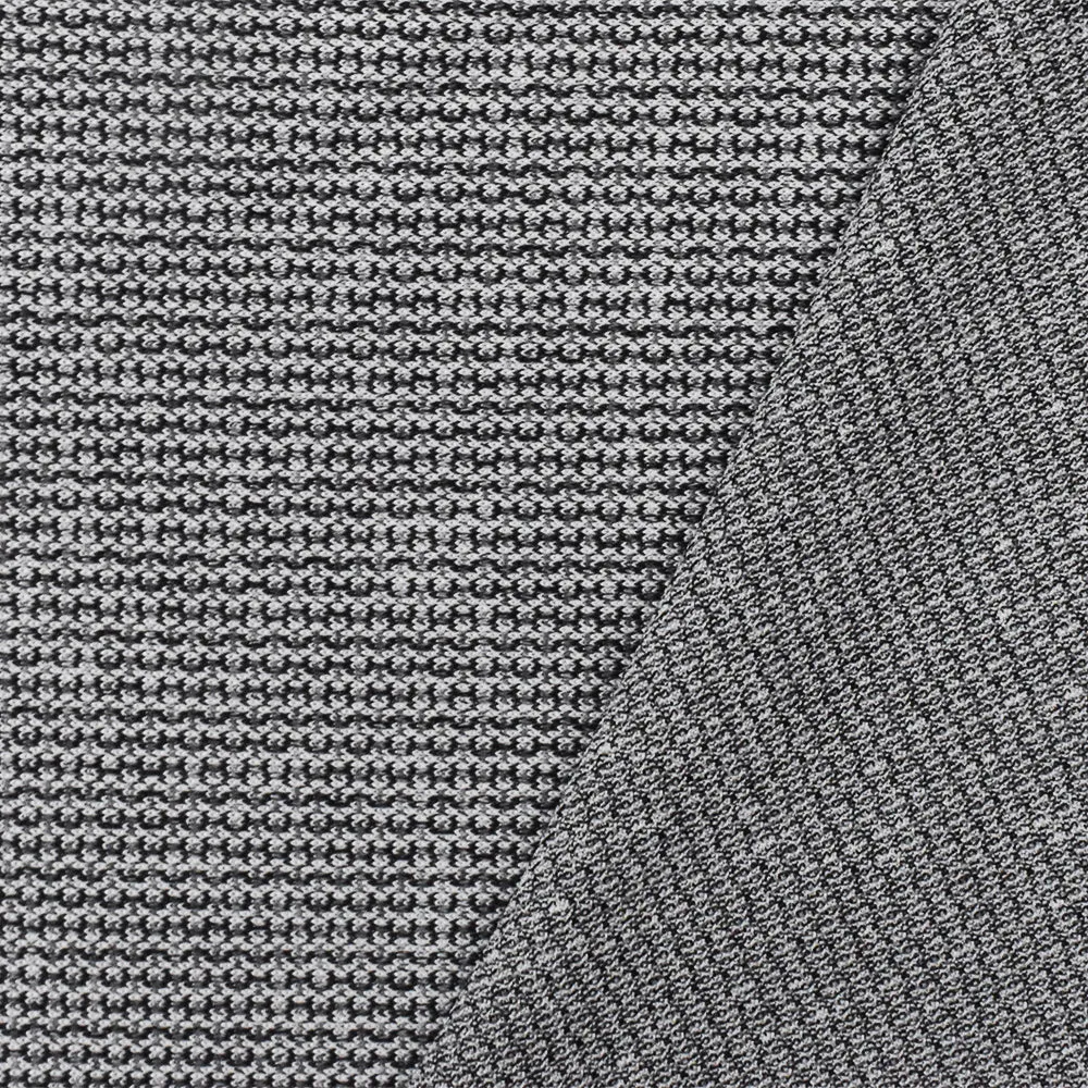 Classic Black-Gray Texture Stretch Poly Jersey Knit Fabric