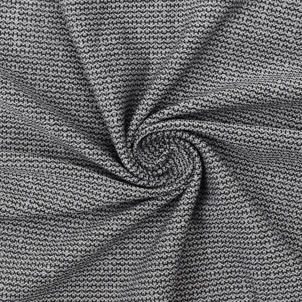 Classic Black-Gray Texture Stretch Poly Jersey Knit Fabric