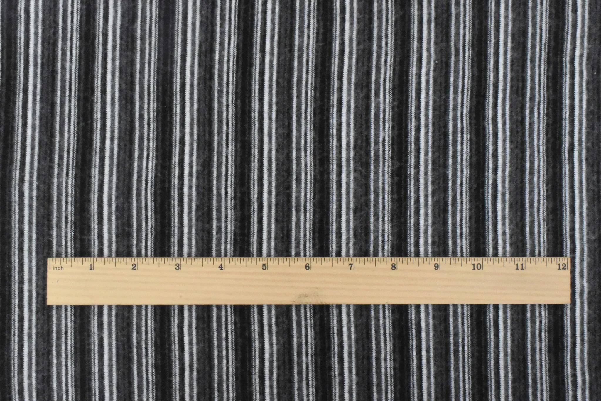 Classic Black-White-Gray Stripe Stretch Brushed Face Jersey Knit Fabric