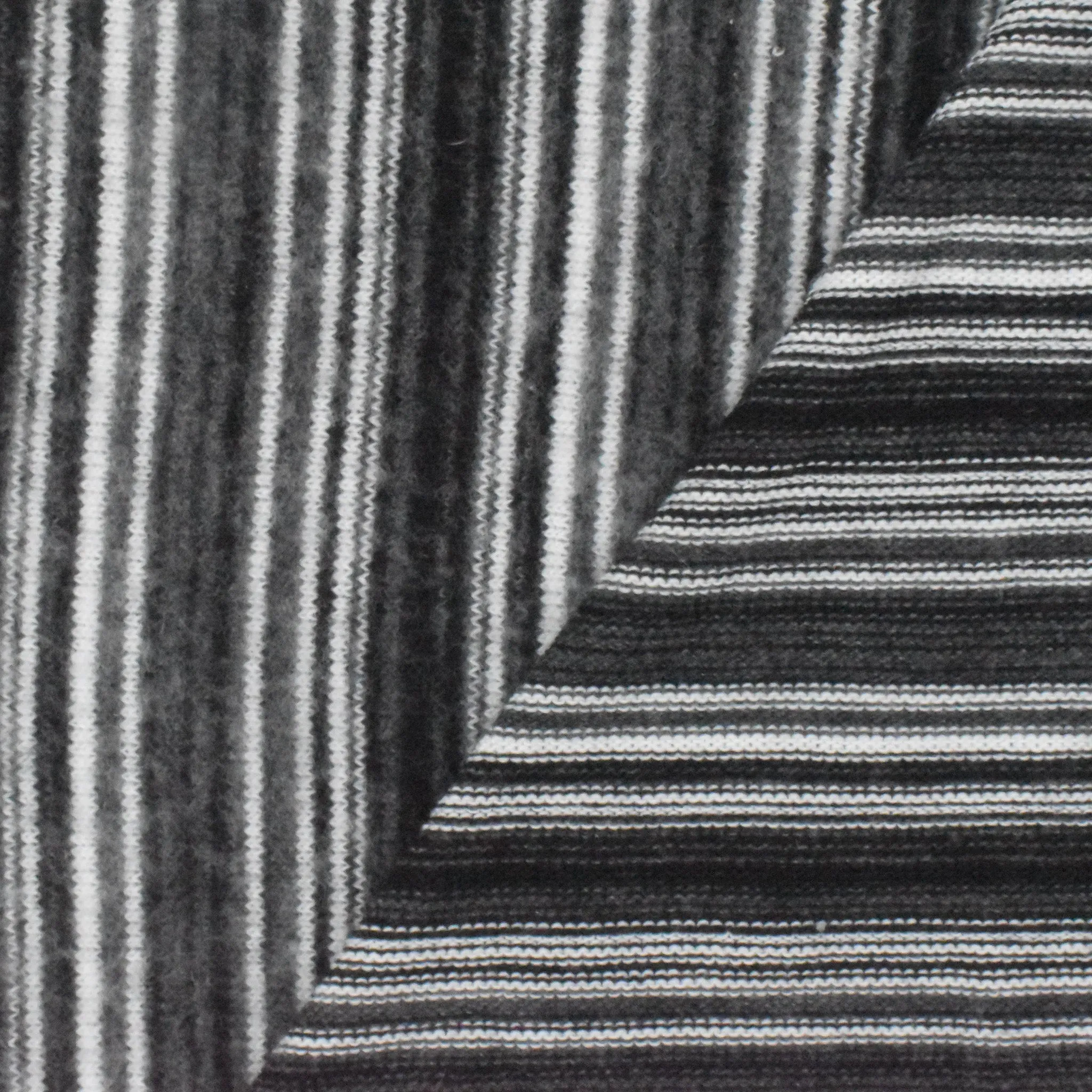 Classic Black-White-Gray Stripe Stretch Brushed Face Jersey Knit Fabric