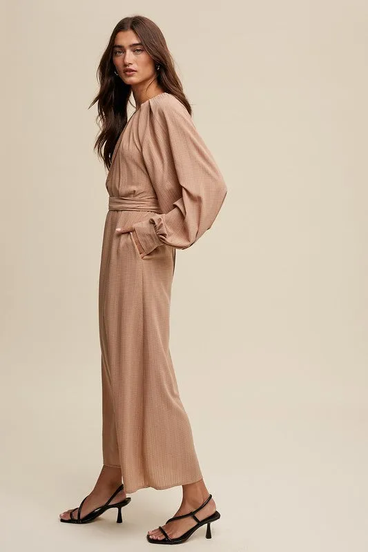 Clay Pleated Round Neck Maxi Dress