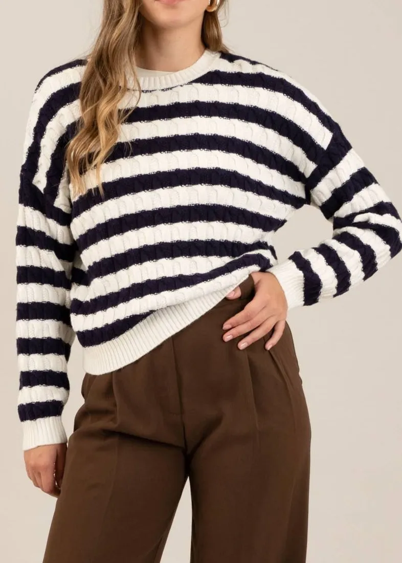 Coffee Break Cable Knit Sweater