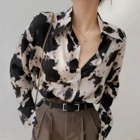 Cow Print Blouse