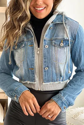 Cropped Layered Denim Jacket