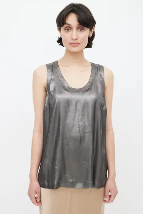 Dark Grey Metallic Silk Tank Top