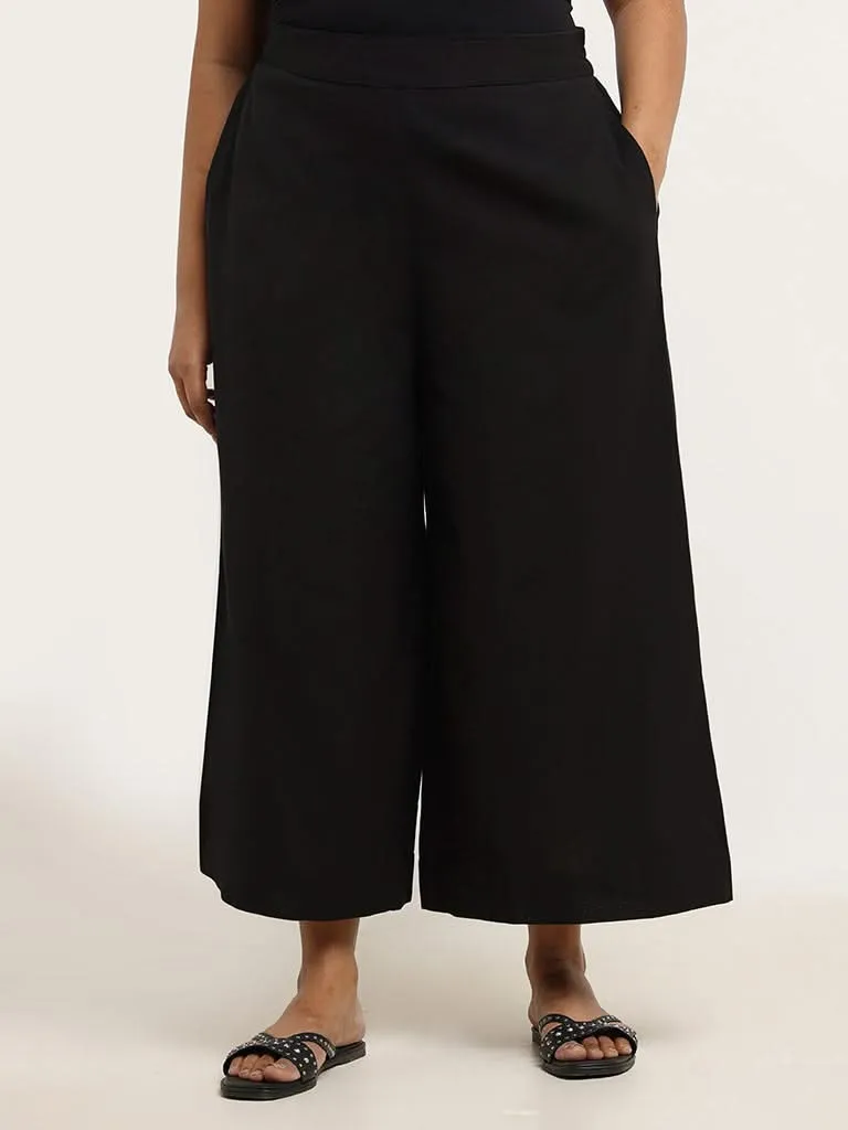 Diza Black Cotton Straight Pants