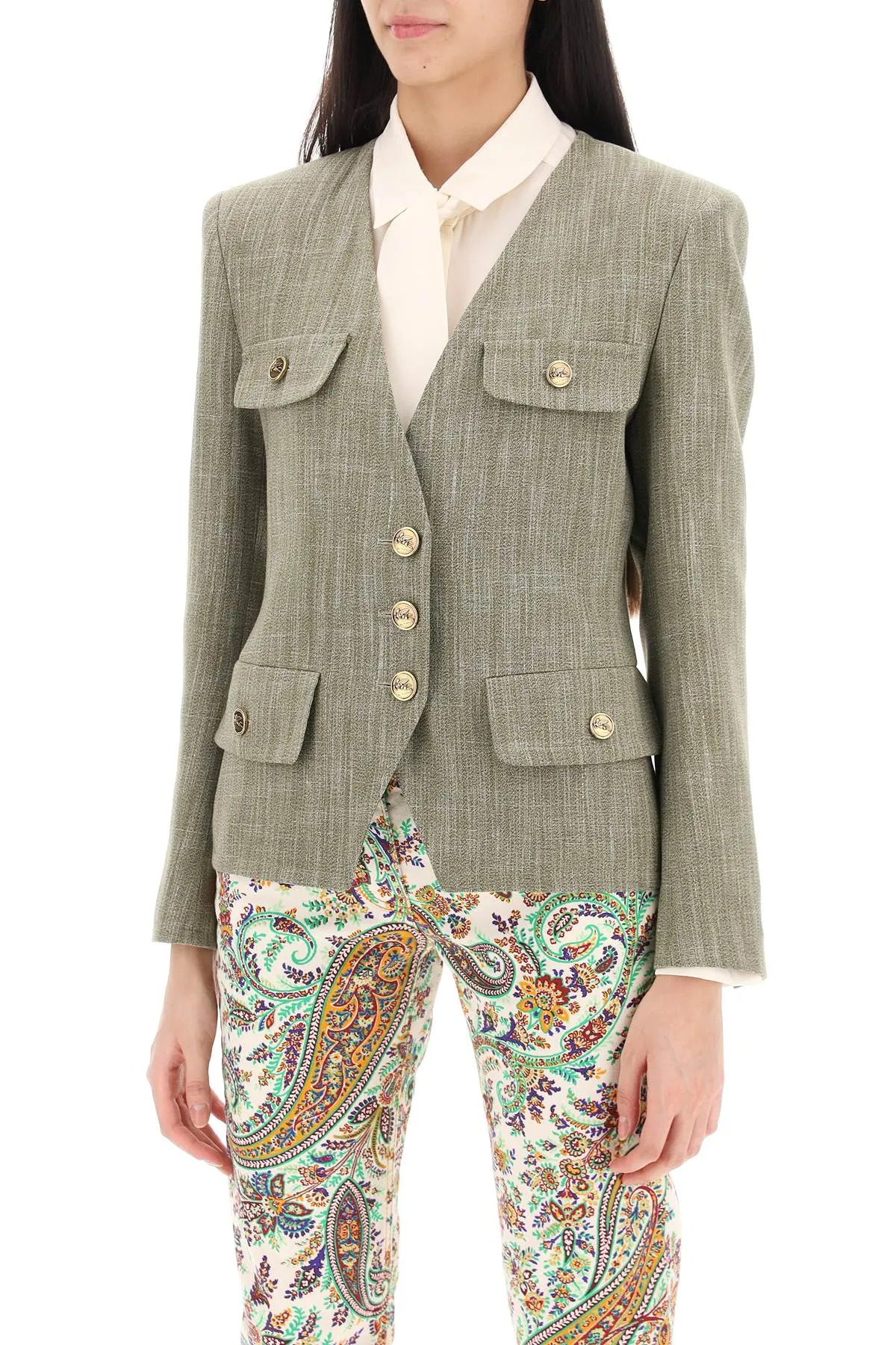 Etro Fitted Jacket With Padded Shoulders