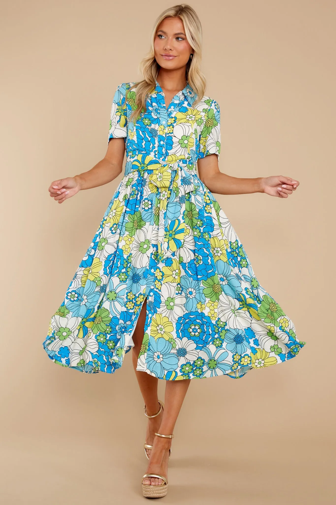 Feeling Florals Blue Multi Floral Print Dress