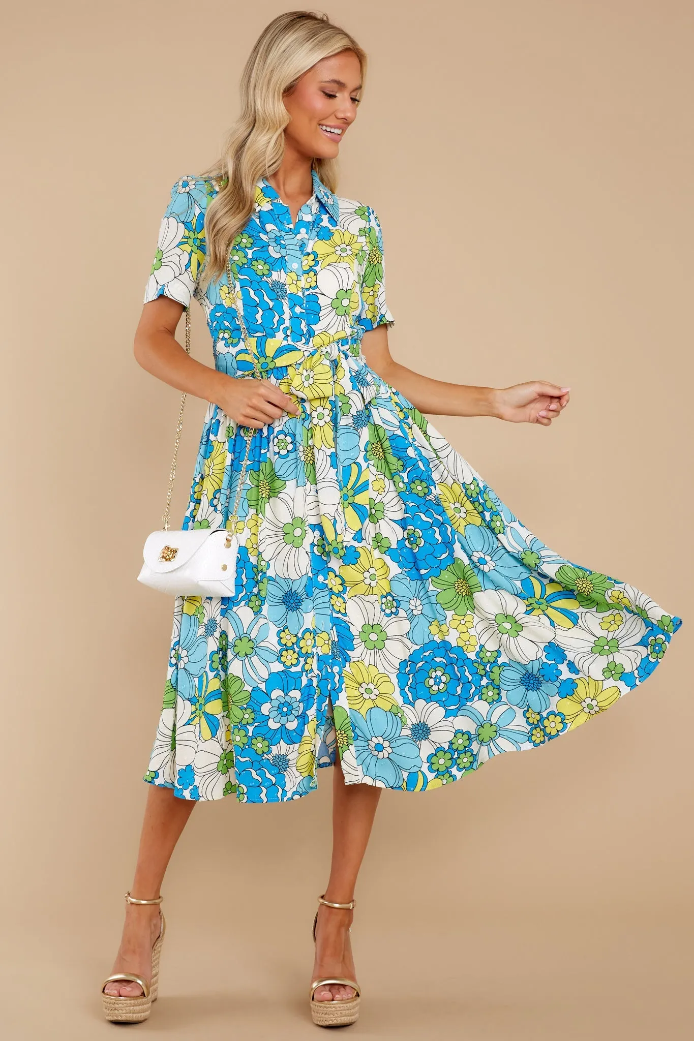 Feeling Florals Blue Multi Floral Print Dress