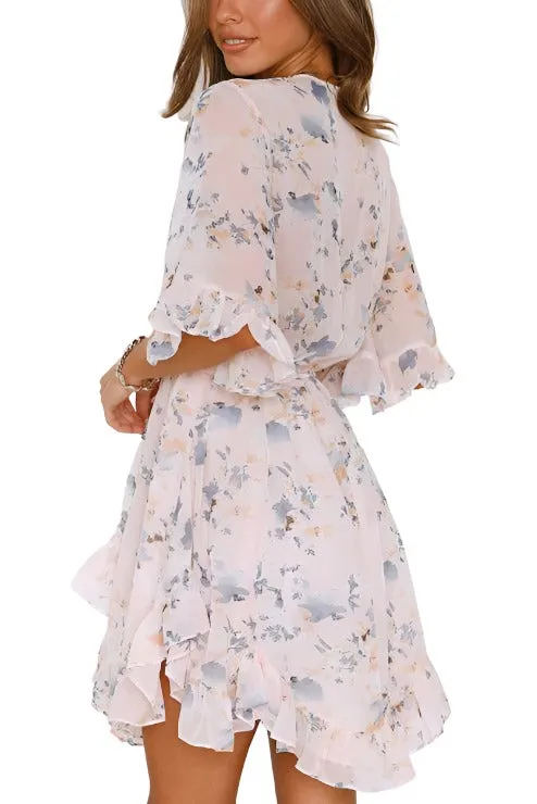 Floral Printed Ruffled Mini Dress