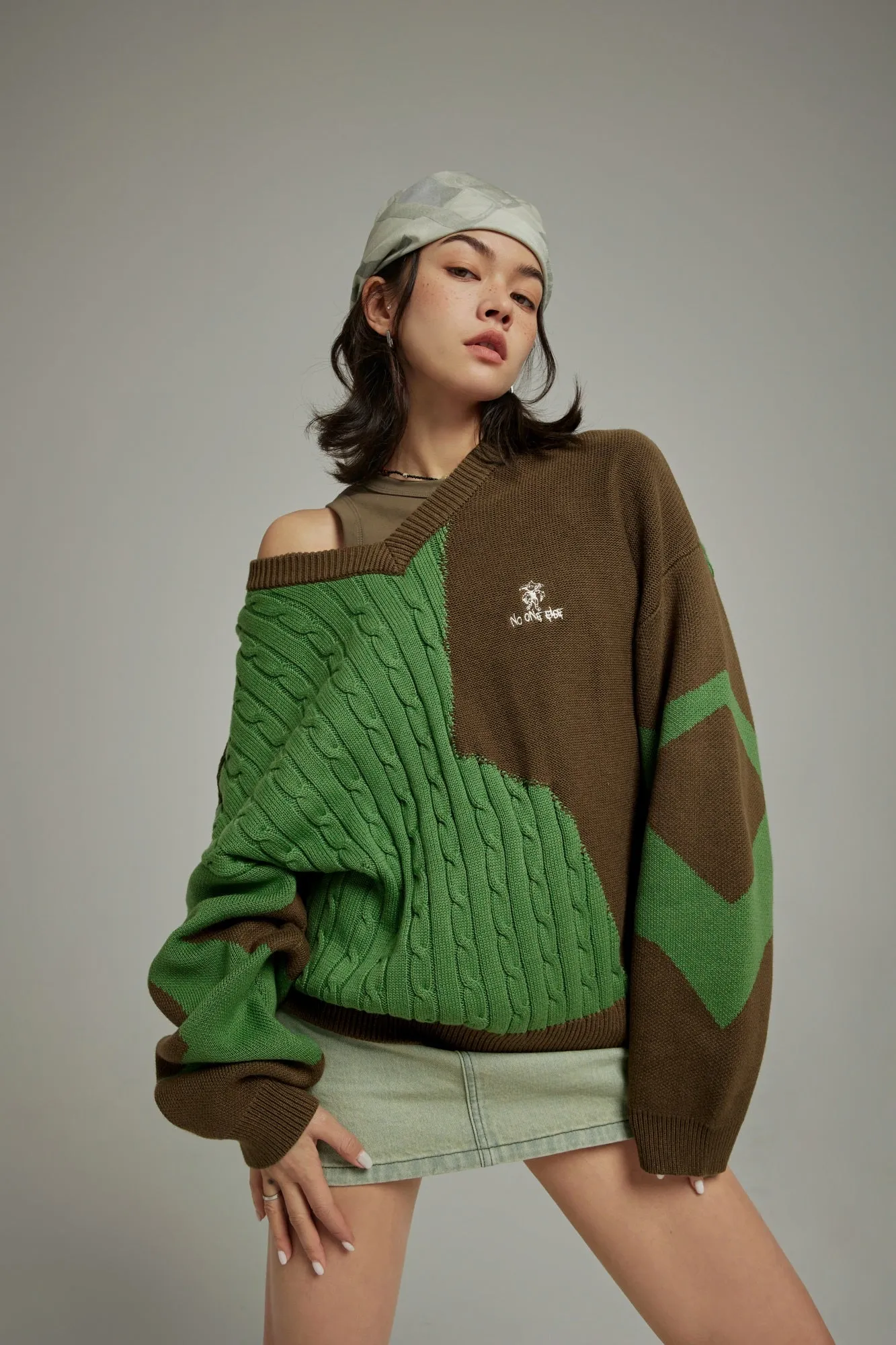 Half Cable Half Knit Sweater