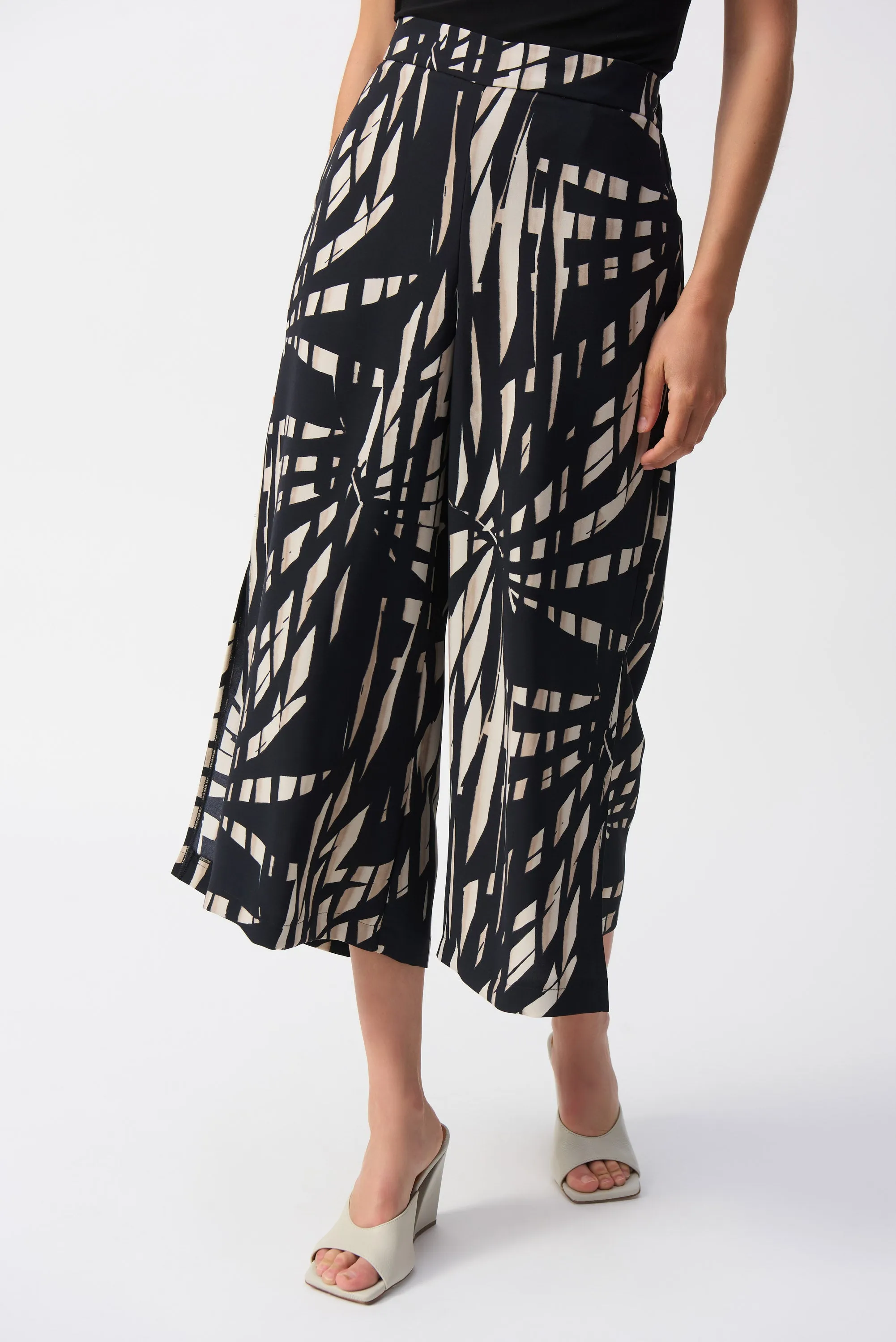 joseph Ribkoff Tropical Print Culotte Pants 251159 - Black/ Multi