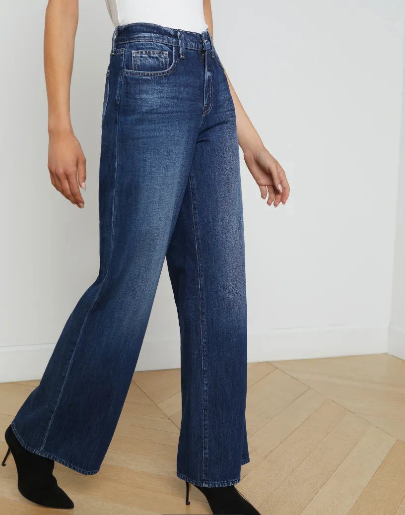 L'AGENCE ALICENT HIGH-RISE SNEAKER WIDE-LEG JEANS