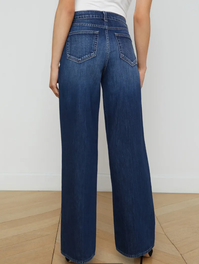 L'AGENCE ALICENT HIGH-RISE SNEAKER WIDE-LEG JEANS