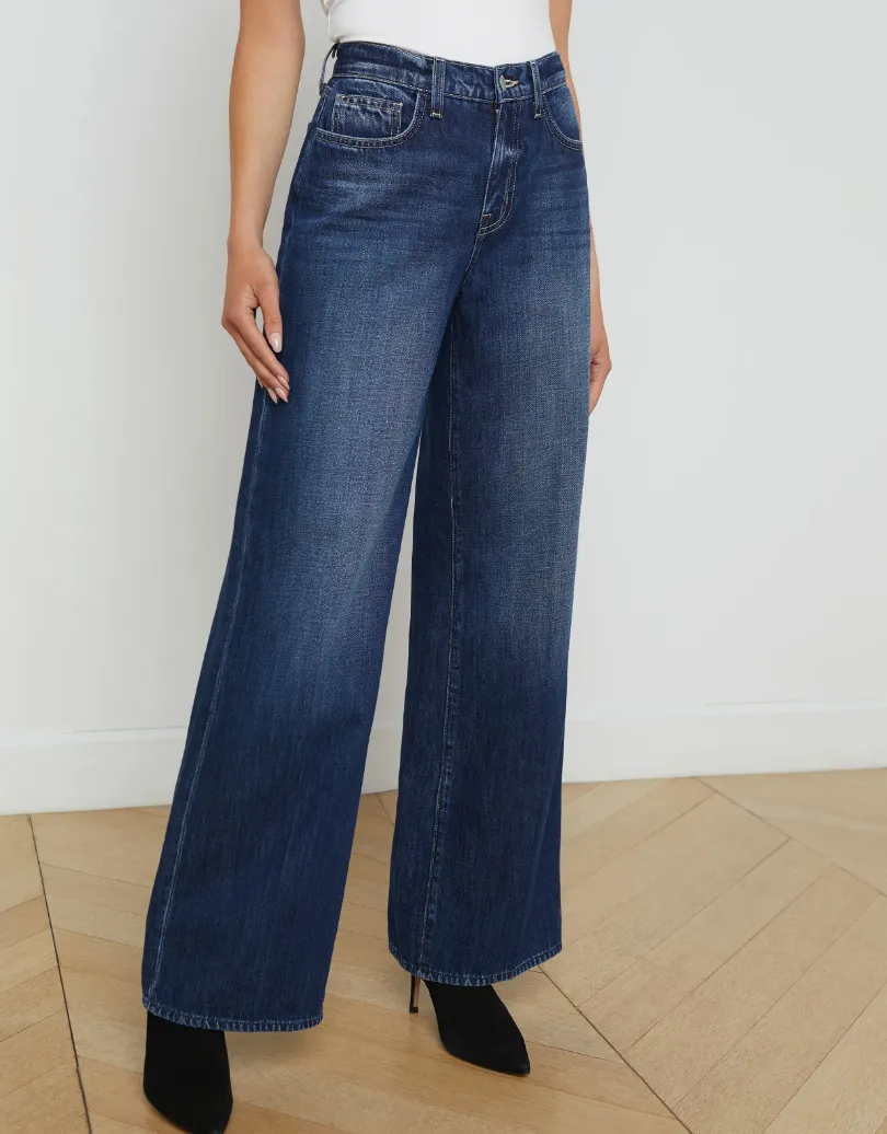 L'AGENCE ALICENT HIGH-RISE SNEAKER WIDE-LEG JEANS