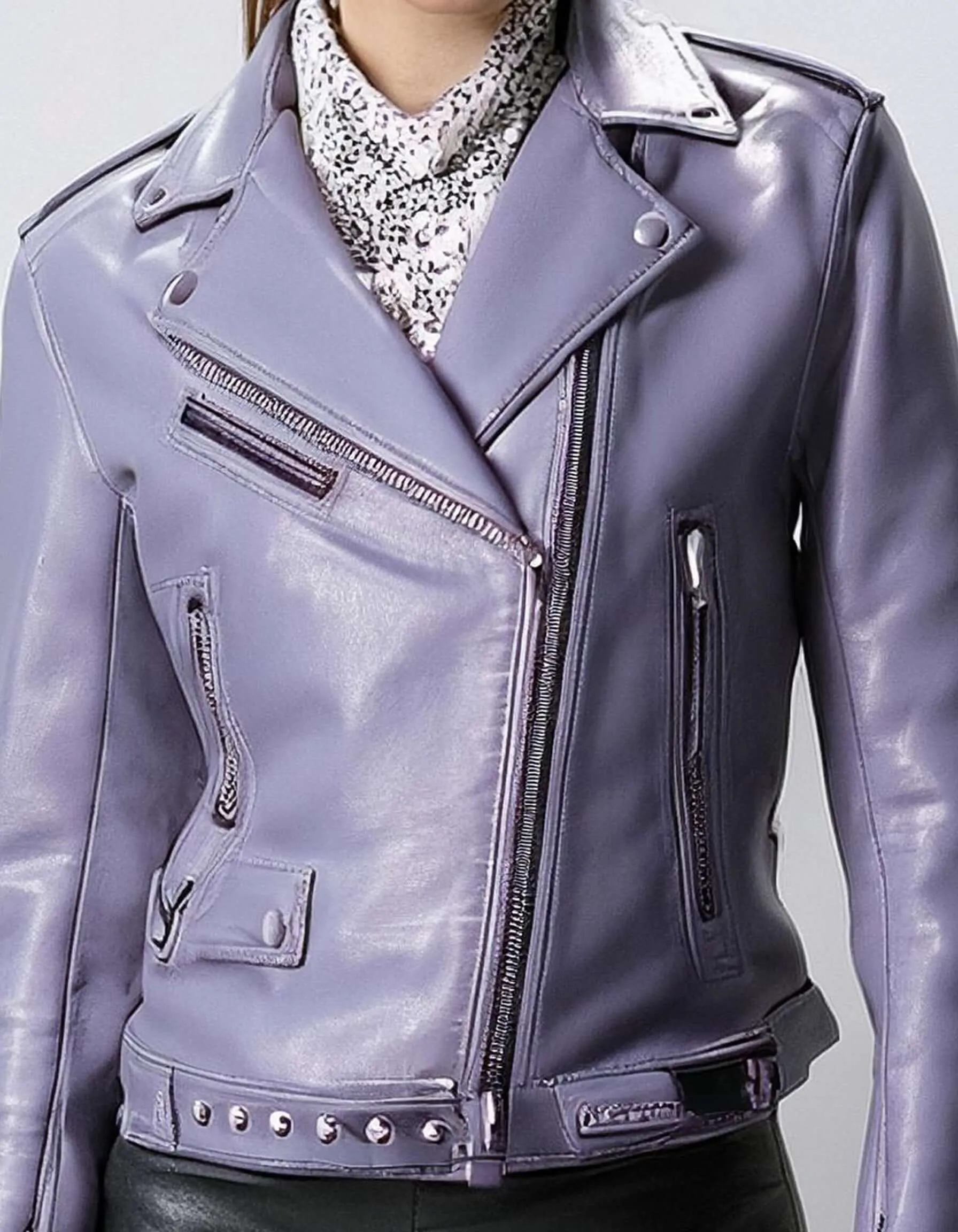 Lavender Fitted Leather Jacket