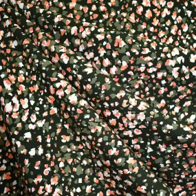 Layered Abstract Spots Stretch Rayon Poplin Olive/Coral