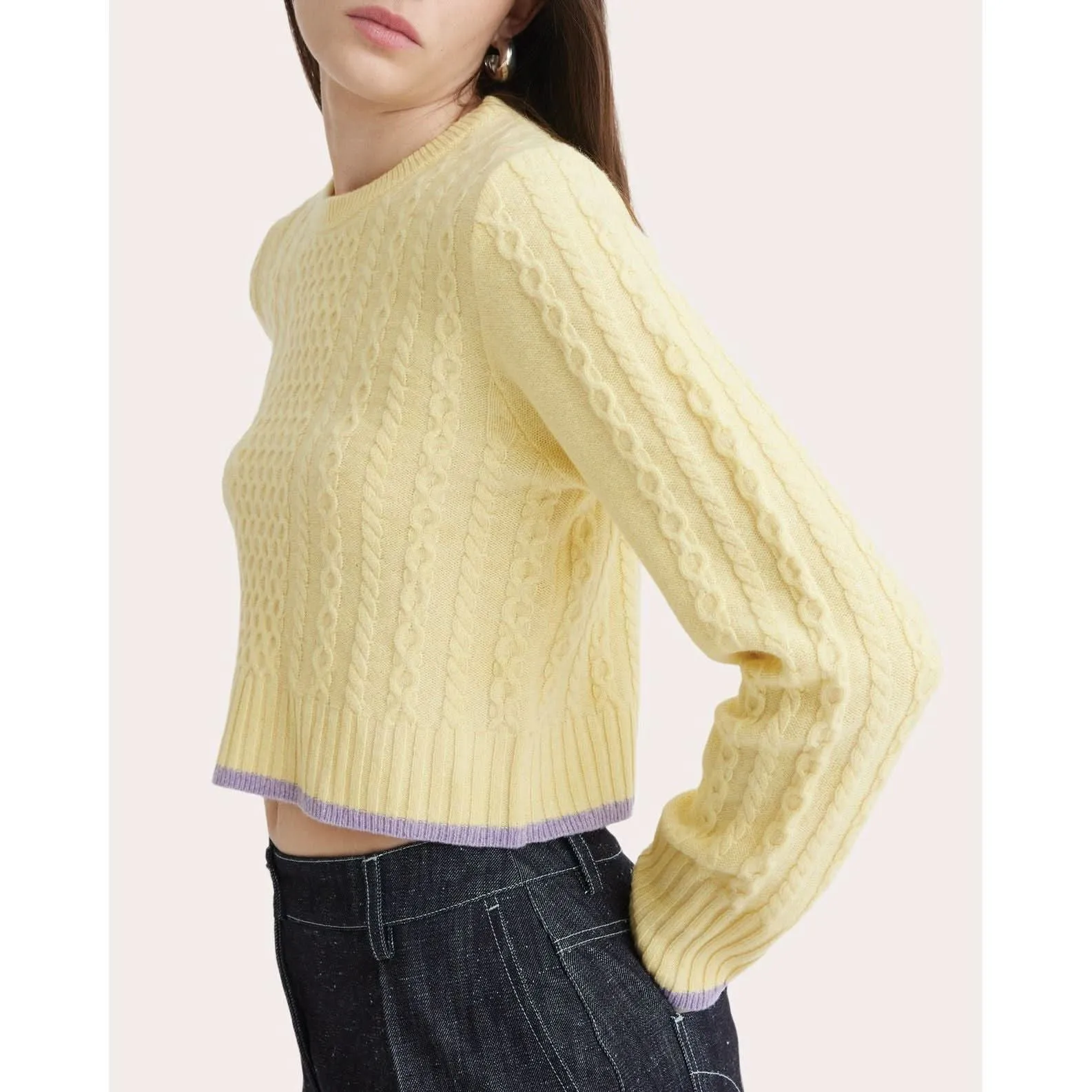 Matthew Bruch Cable Knit Crew Neck Sweater