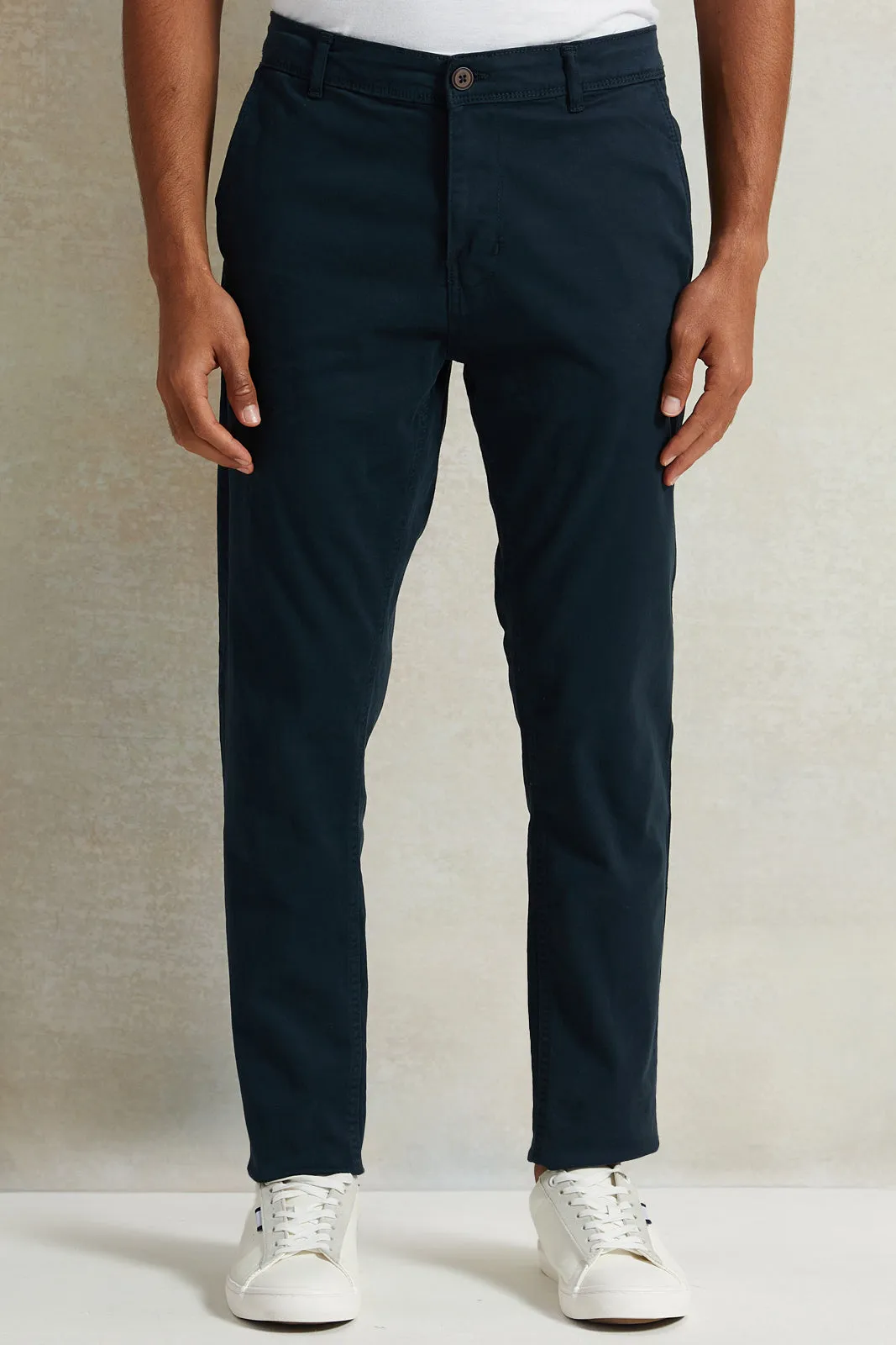 Men Navy Slim Fit Chino Trousers