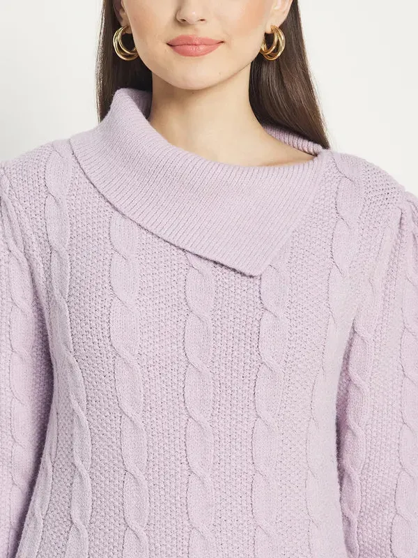 Mettle Women Purple Cable Knit Pullover