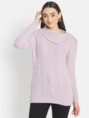 Mettle Women Purple Cable Knit Pullover