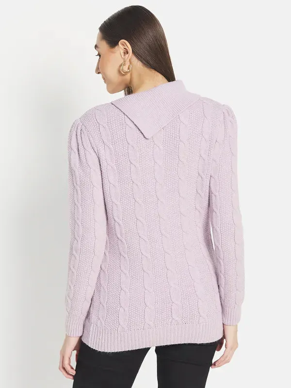 Mettle Women Purple Cable Knit Pullover