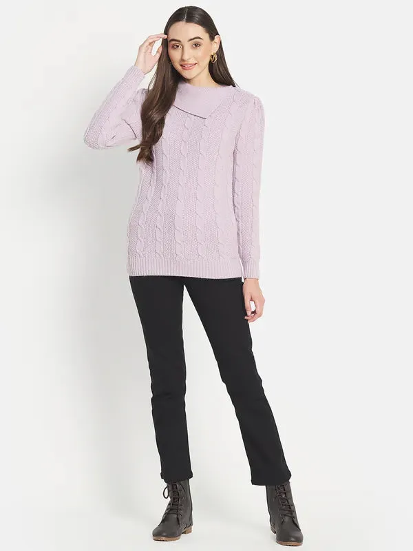 Mettle Women Purple Cable Knit Pullover