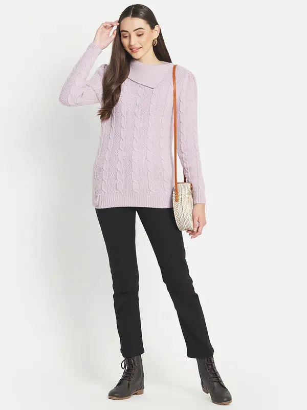 Mettle Women Purple Cable Knit Pullover