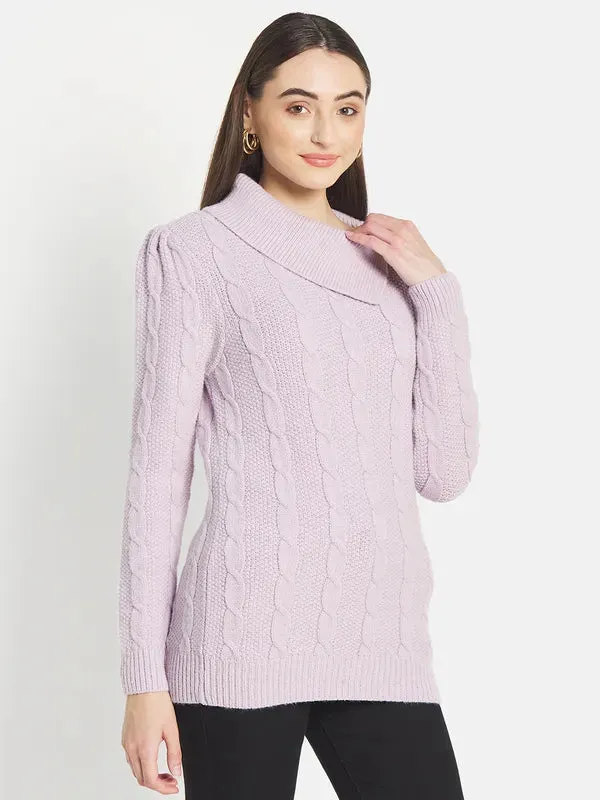 Mettle Women Purple Cable Knit Pullover