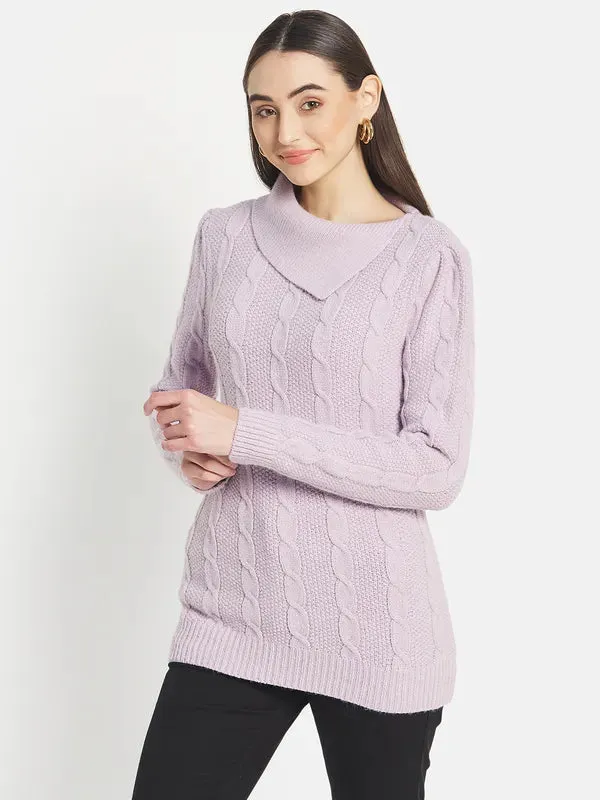 Mettle Women Purple Cable Knit Pullover