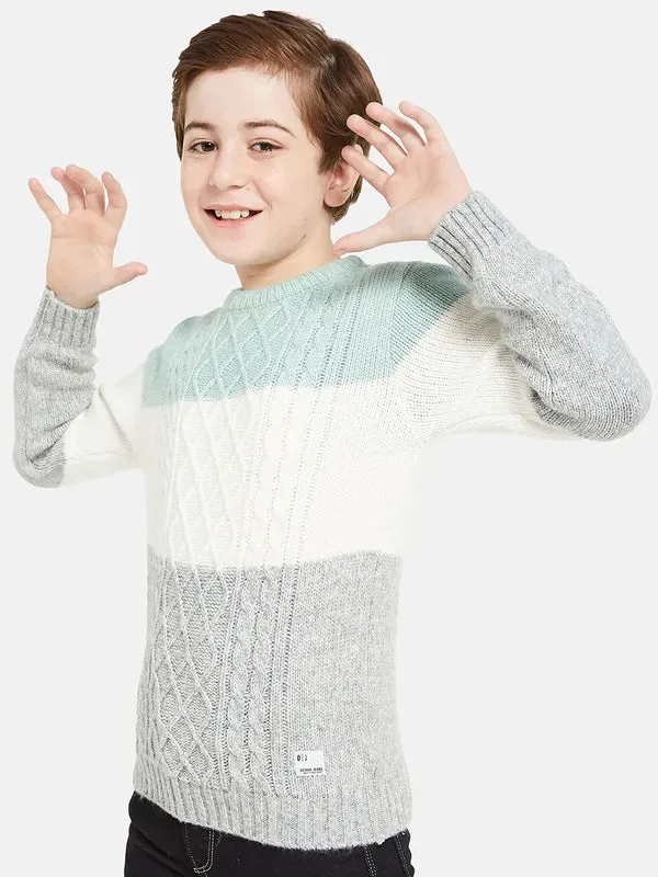 Octave Boys Blue White Cable Knit Pullover