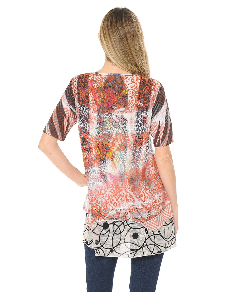 Palila Abstract Print Layered Top